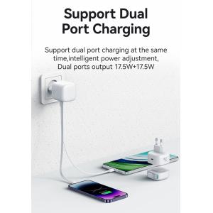 USAMS φορτιστής τοίχου US-CC209 καλώδιο Lightning, USB-C 35W GaN, μαύρος | Αξεσουάρ κινητών | elabstore.gr