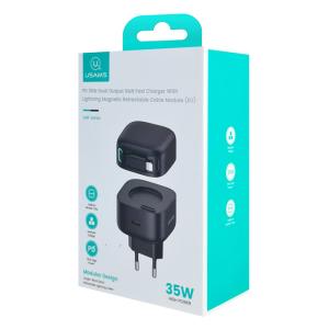 USAMS φορτιστής τοίχου US-CC209 καλώδιο Lightning, USB-C 35W GaN, μαύρος | Αξεσουάρ κινητών | elabstore.gr