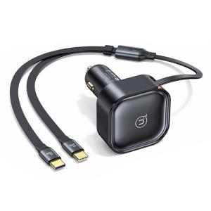 USAMS φορτιστής αυτοκινήτου US-CC220 με καλώδιο 2x USB-C, 30W, μαύρος | Αξεσουάρ κινητών | elabstore.gr