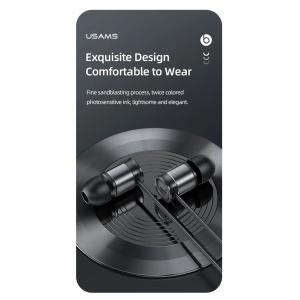 USAMS earphones με μικρόφωνο US-SJ576, USB-C σύνδεση, Φ6mm, 1.2m, μαύρα | Αξεσουάρ κινητών | elabstore.gr