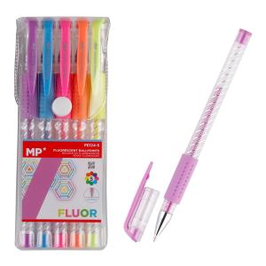 MP σετ στυλό fluorescent ballpoint PE124-5, 0.9mm, πολύχρωμα, 5τμχ | Αναλώσιμα - Είδη Γραφείου | elabstore.gr