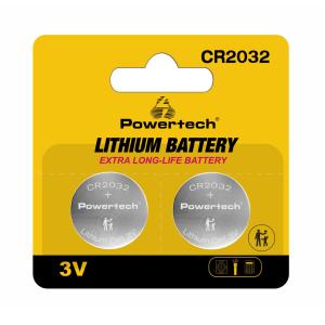 POWERTECH μπαταρίες λιθίου PT-1209, CR2032, 3V, 2τμχ | Μπαταρίες | elabstore.gr