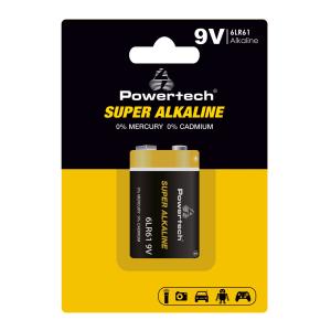 POWERTECH αλκαλική μπαταρία Super Alkaline PT-1215, 9V, 1τμχ | Μπαταρίες | elabstore.gr
