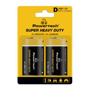 POWERTECH μπαταρίες Zinc Carbon Super Heavy Duty PT-1222, R20 1.5V, 2τμχ | Μπαταρίες | elabstore.gr