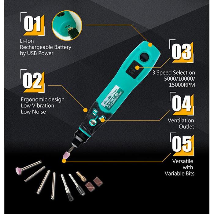 PROSKIT περιστροφικό πολυεργαλείο PT-5205U, 3.7V, 600mah, έως 15000rpm | eLabstore.gr PROSKIT περιστροφικό πολυεργαλείο PT-5205U, 3.7V, 600mah, έως 15000rpm | Εργαλεία | elabstore.gr