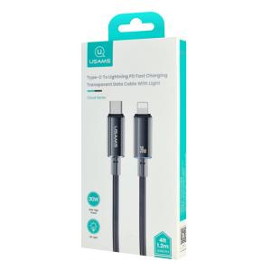 USAMS καλώδιο Lightning σε USB-C US-SJ659, 30W, 480Mbps, 1.2m, μαύρο | Καλώδια - Αντάπτορες | elabstore.gr