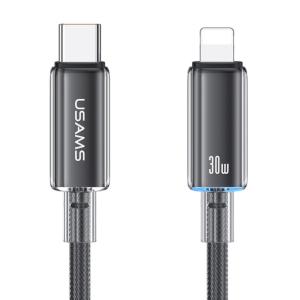 USAMS καλώδιο Lightning σε USB-C US-SJ659, 30W, 480Mbps, 1.2m, μαύρο | Καλώδια - Αντάπτορες | elabstore.gr