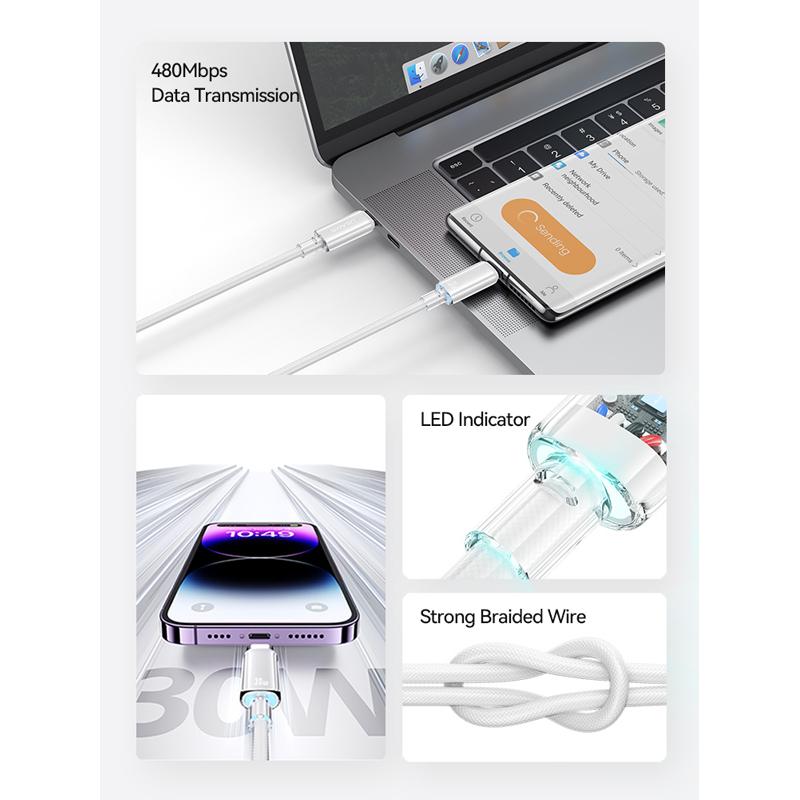 USAMS καλώδιο Lightning σε USB-C US-SJ659, 30W, 480Mbps, 1.2m, λευκό | eLabstore.gr USAMS καλώδιο Lightning σε USB-C US-SJ659, 30W, 480Mbps, 1.2m, λευκό | Καλώδια - Αντάπτορες | elabstore.gr