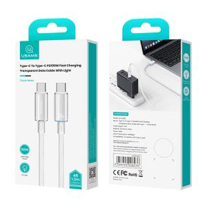 USAMS καλώδιο USB-C σε USB-C US-SJ660, 100W, 480Mbps, 1.2m, λευκό | Καλώδια - Αντάπτορες | elabstore.gr