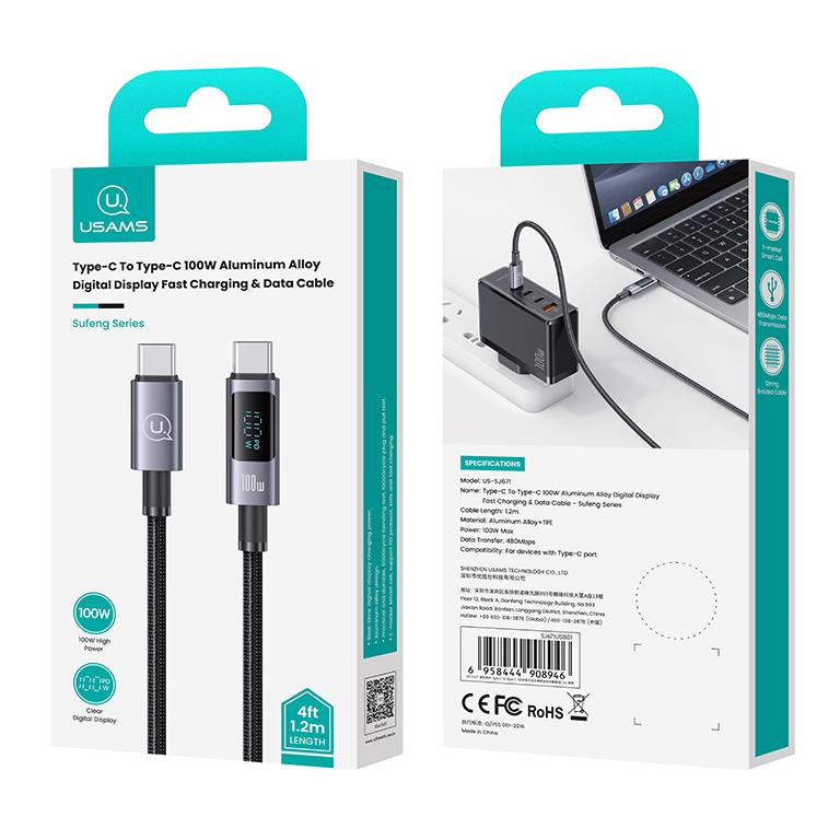 USAMS καλώδιο USB-C σε USB-C US-SJ671, 100W, 480Mbps, 1.2m, μαύρο | eLabstore.gr USAMS καλώδιο USB-C σε USB-C US-SJ671, 100W, 480Mbps, 1.2m, μαύρο | Καλώδια - Αντάπτορες | elabstore.gr