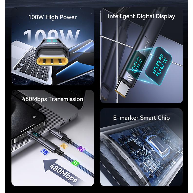 USAMS αντάπτορας USB-C US-SJ682 με οθόνη, 100W, γκρι | eLabstore.gr USAMS αντάπτορας USB-C US-SJ682 με οθόνη, 100W, γκρι | Καλώδια - Αντάπτορες | elabstore.gr