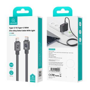 USAMS καλώδιο USB-C σε USB-C US-SJ684, 100W, 480Mbps, 1.2m, μαύρο | eLabstore.gr
