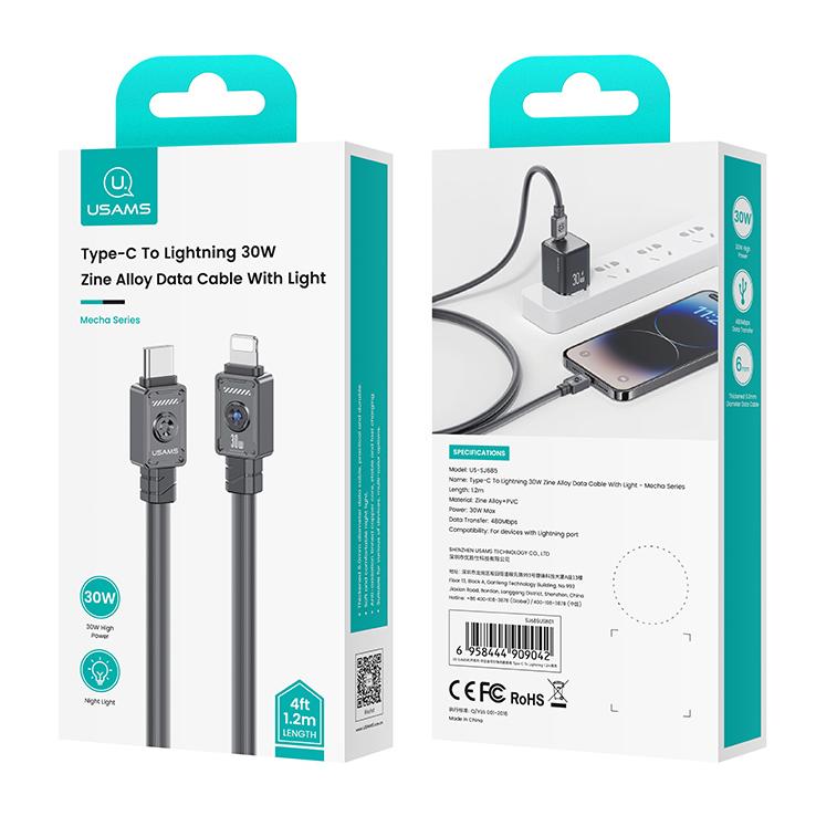 USAMS καλώδιο Lightning σε USB-C US-SJ685, 30W, 480Mbps, 1.2m, μαύρο | eLabstore.gr USAMS καλώδιο Lightning σε USB-C US-SJ685, 30W, 480Mbps, 1.2m, μαύρο - Image 6