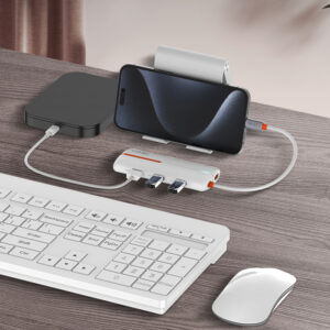 LDNIO docking station DS-26U, 6 θυρών, USB-C σύνδεση, 4K, 100W PD, λευκό | Συνοδευτικά PC | elabstore.gr