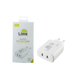 Universal Type-C PD 3.0 Dual Super Fast Travel Wall Charger 61W 4.0A & Type-C 25W Lime LTC61W | Περιφερειακά | elabstore.gr