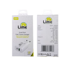 Universal Type-C PD 3.0 Dual Super Fast Travel Wall Charger 36W 4.0A & USB QC 3.0 21W max 36W Lime L | Περιφερειακά | elabstore.gr