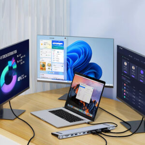 POWERTECH docking station BYL-2003U2, 12 θυρών, βάση laptop, USB-C, γκρι | Συνοδευτικά PC | elabstore.gr