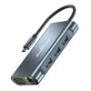 POWERTECH docking station BYL-2311 8 θυρών, USB-C σύνδεση, 100W PD, γκρι | Συνοδευτικά PC | elabstore.gr