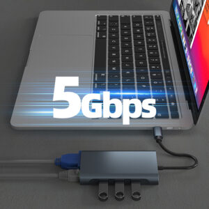 POWERTECH docking station BYL-2311 8 θυρών, USB-C σύνδεση, 100W PD, γκρι | Συνοδευτικά PC | elabstore.gr