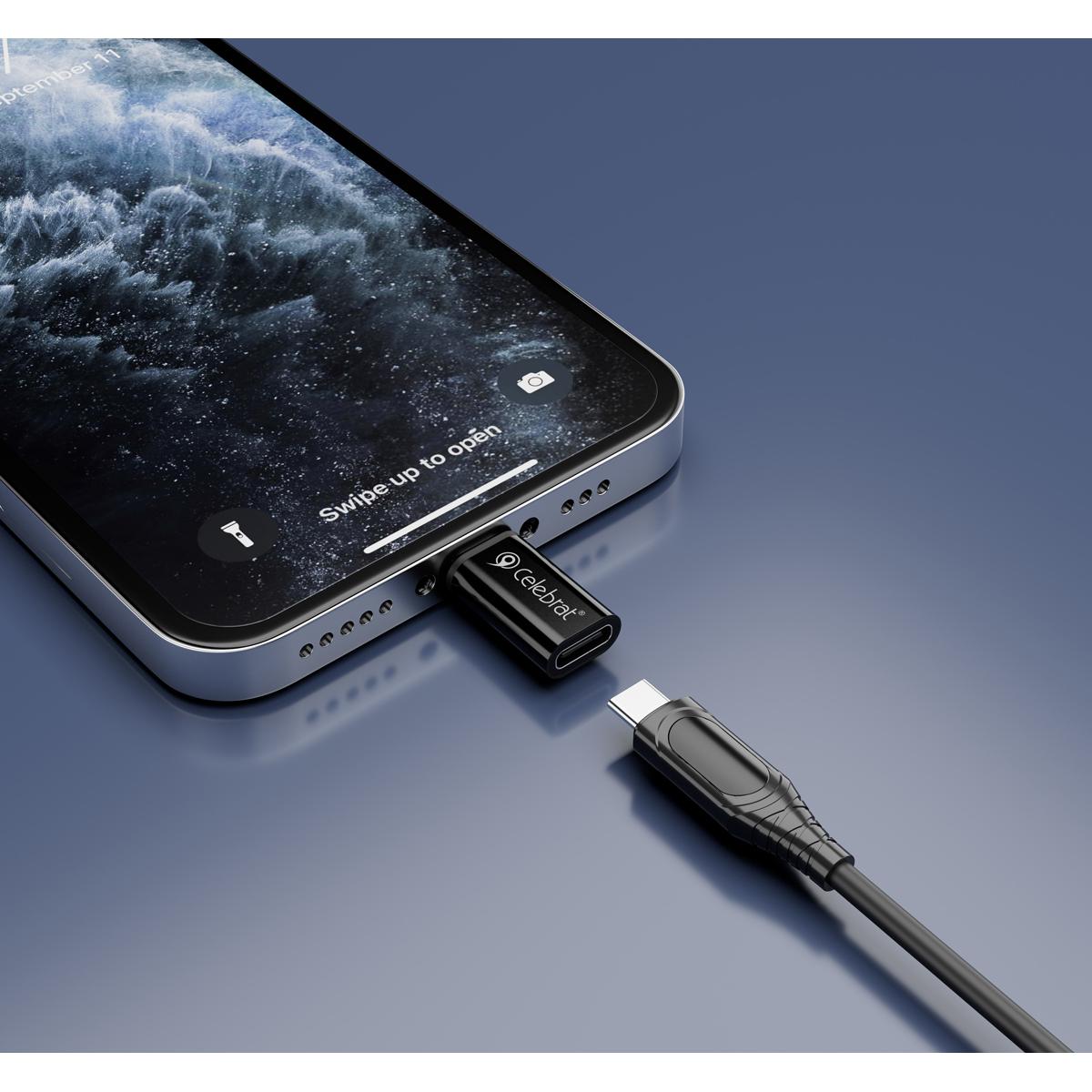 CELEBRAT αντάπτορας Lightning σε USB-C CA-03, 2A, 480Mbps, μαύρος | eLabstore.gr CELEBRAT αντάπτορας Lightning σε USB-C CA-03, 2A, 480Mbps, μαύρος | Καλώδια - Αντάπτορες | elabstore.gr