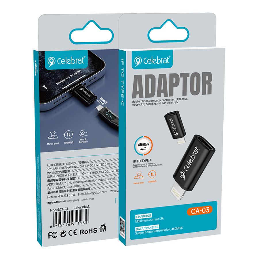 CELEBRAT αντάπτορας Lightning σε USB-C CA-03, 2A, 480Mbps, μαύρος | eLabstore.gr CELEBRAT αντάπτορας Lightning σε USB-C CA-03, 2A, 480Mbps, μαύρος - Image 6