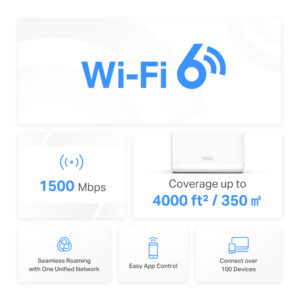 MERCUSYS Mesh WiFi 6 System Halo H60X, 1500Mbps Dual Band, 2τμχ, V.1.0 | Δικτυακά | elabstore.gr