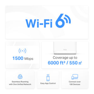 MERCUSYS Mesh WiFi 6 System Halo H60X, 1500Mbps Dual Band, 3τμχ, V.1.0 | Δικτυακά | elabstore.gr