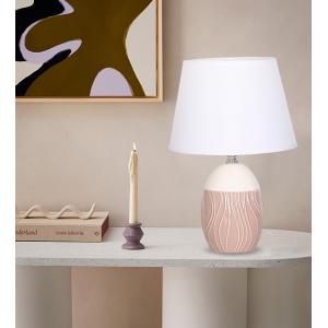 POWERTECH επιτραπέζιο φωτιστικό HLL-0141, E27, κεραμική βάση, καφέ/λευκό | Φωτισμός | elabstore.gr