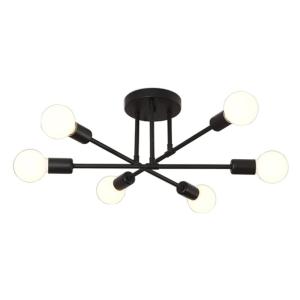 POWERTECH φωτιστικό οροφής HLL-0151, 6x E27, μεταλλικό, μαύρο | Φωτισμός | elabstore.gr