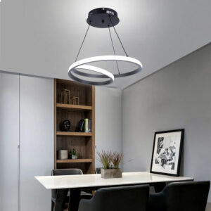 POWERTECH LED φωτιστικό οροφής HLL-0154, 25W, 4000K, Φ40cm, 1m, μαύρο | Φωτισμός | elabstore.gr
