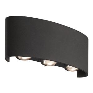 POWERTECH LED φωτιστικό τοίχου HLL-0161, 6W, 4000K, 480lm, IP65, μαύρο | Φωτισμός | elabstore.gr