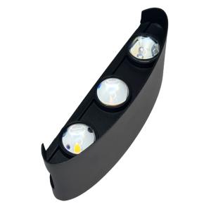 POWERTECH LED φωτιστικό τοίχου HLL-0161, 6W, 4000K, 480lm, IP65, μαύρο | Φωτισμός | elabstore.gr