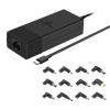 POWERTECH φορτιστής laptop PT-1256 με 12 βύσματα, USB-C PD, 90W, μαύρος | Αξεσουάρ για Laptop | elabstore.gr