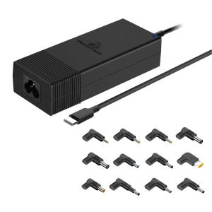 POWERTECH φορτιστής laptop PT-1256 με 12 βύσματα, USB-C PD, 90W, μαύρος | Αξεσουάρ για Laptop | elabstore.gr