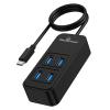 POWERTECH USB hub PTR-0156, 4x θυρών, 5 Gbps, USB-C σύνδεση, 1m, μαύρο | Συνοδευτικά PC | elabstore.gr