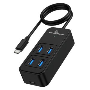 POWERTECH USB hub PTR-0156, 4x θυρών, 5 Gbps, USB-C σύνδεση, 1m, μαύρο | Συνοδευτικά PC | elabstore.gr