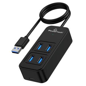 POWERTECH USB hub PTR-0157, 4x θυρών, 5 Gbps, USB σύνδεση, 1m, μαύρο | Συνοδευτικά PC | elabstore.gr