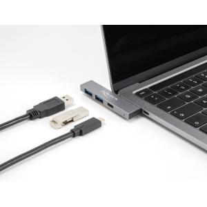 DELOCK USB hub 64275, 3x θυρών, 5Gbps, USB-C σύνδεση, γκρι | Συνοδευτικά PC | elabstore.gr