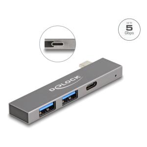 DELOCK USB hub 64275, 3x θυρών, 5Gbps, USB-C σύνδεση, γκρι | Συνοδευτικά PC | elabstore.gr