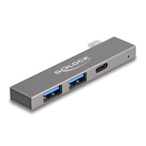 DELOCK USB hub 64275, 3x θυρών, 5Gbps, USB-C σύνδεση, γκρι | Συνοδευτικά PC | elabstore.gr