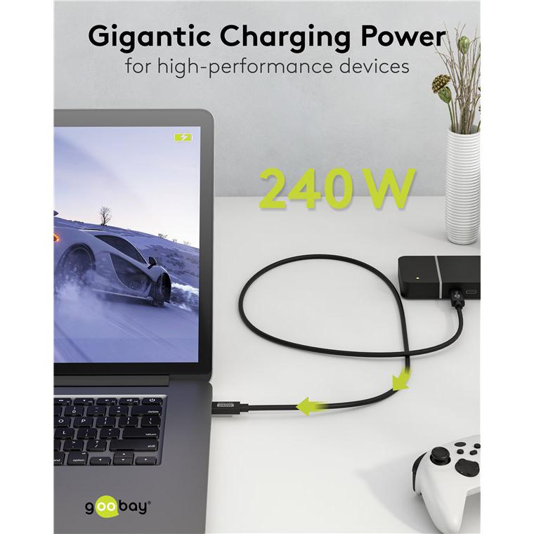 GOOBAY καλώδιο USB-C 74376, USB4, 240W, 80Gbps, 16K/60Hz, 1.2m, μαύρο | eLabstore.gr GOOBAY καλώδιο USB-C 74376, USB4, 240W, 80Gbps, 16K/60Hz, 1.2m, μαύρο | Καλώδια - Αντάπτορες | elabstore.gr