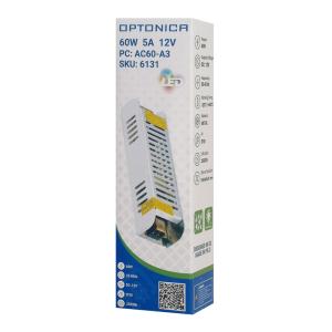 OPTONICA τροφοδοτικό LED καλωδιοταινίας 6131, 60W, 12V/5A | Φωτισμός | elabstore.gr