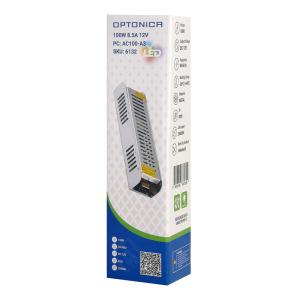 OPTONICA τροφοδοτικό LED καλωδιοταινίας 6132, 100W, 12V/8.5A | Φωτισμός | elabstore.gr