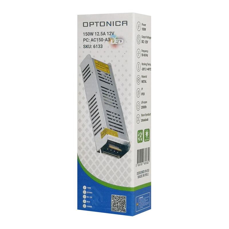 OPTONICA τροφοδοτικό LED καλωδιοταινίας 6133, 150W, 12V/12.5A | eLabstore.gr OPTONICA τροφοδοτικό LED καλωδιοταινίας 6133, 150W, 12V/12.5A | Φωτισμός | elabstore.gr