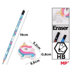 MP σετ ξύλινα μολύβια & γόμα Rainbow PE356-04, εξάγωνα, HB, 5τμχ | Αναλώσιμα - Είδη Γραφείου | elabstore.gr