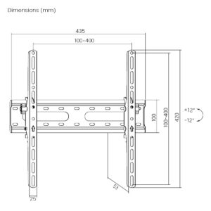POWERTECH επιτοίχια βάση PT-1276 για τηλεόραση 32-70", έως 45kg | Εικόνα & Ήχος | elabstore.gr