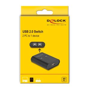 DELOCK USB Type B switch 11503, 2 σε 1, μαύρο | Καλώδια - Αντάπτορες | elabstore.gr