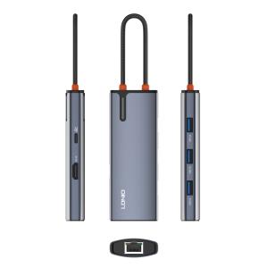 LDNIO docking station DS-16H, 6 θυρών, USB-C σύνδεση, 4K, 100W PD, γκρι | Συνοδευτικά PC | elabstore.gr