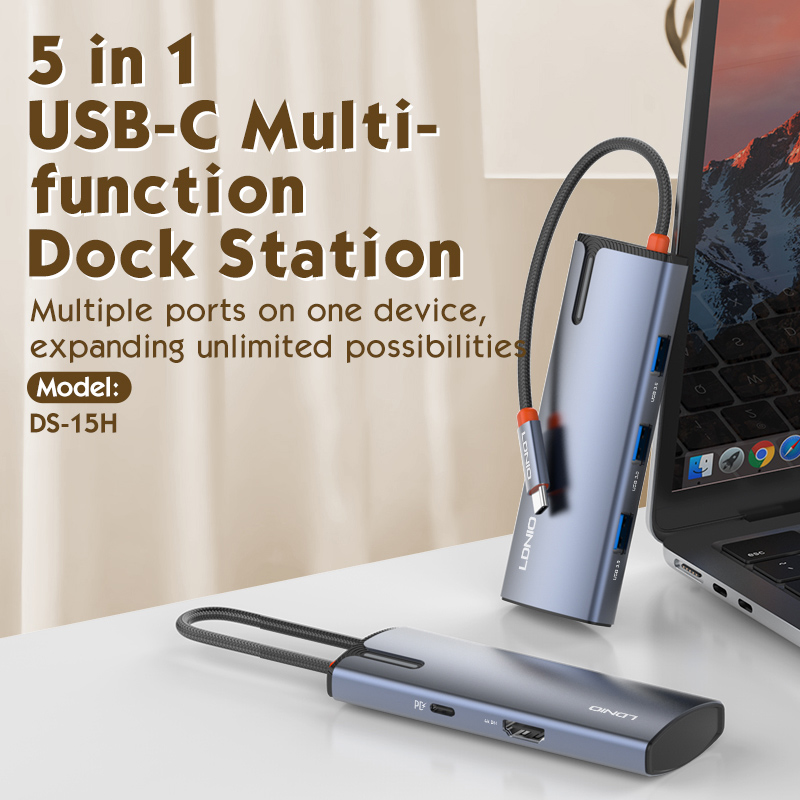 LDNIO docking station DS-15H, 5 θυρών, USB-C σύνδεση, 4K, 100W PD, γκρι | eLabstore.gr LDNIO docking station DS-15H, 5 θυρών, USB-C σύνδεση, 4K, 100W PD, γκρι | Συνοδευτικά PC | elabstore.gr