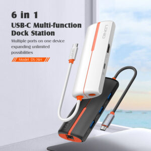 LDNIO docking station DS-26H, 6 θυρών, USB-C σύνδεση, 4K, 100W PD, λευκό | Συνοδευτικά PC | elabstore.gr